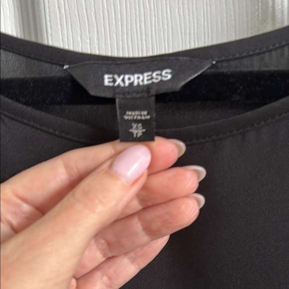 Express Black Long Sleeve Blouse with Rounded Neckline - Picture 2 of 5